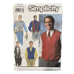 90s Simplicity 7018 Mens Lined Vest Sewing Pattern Size 38-48 20 Pieces 1990 CUT